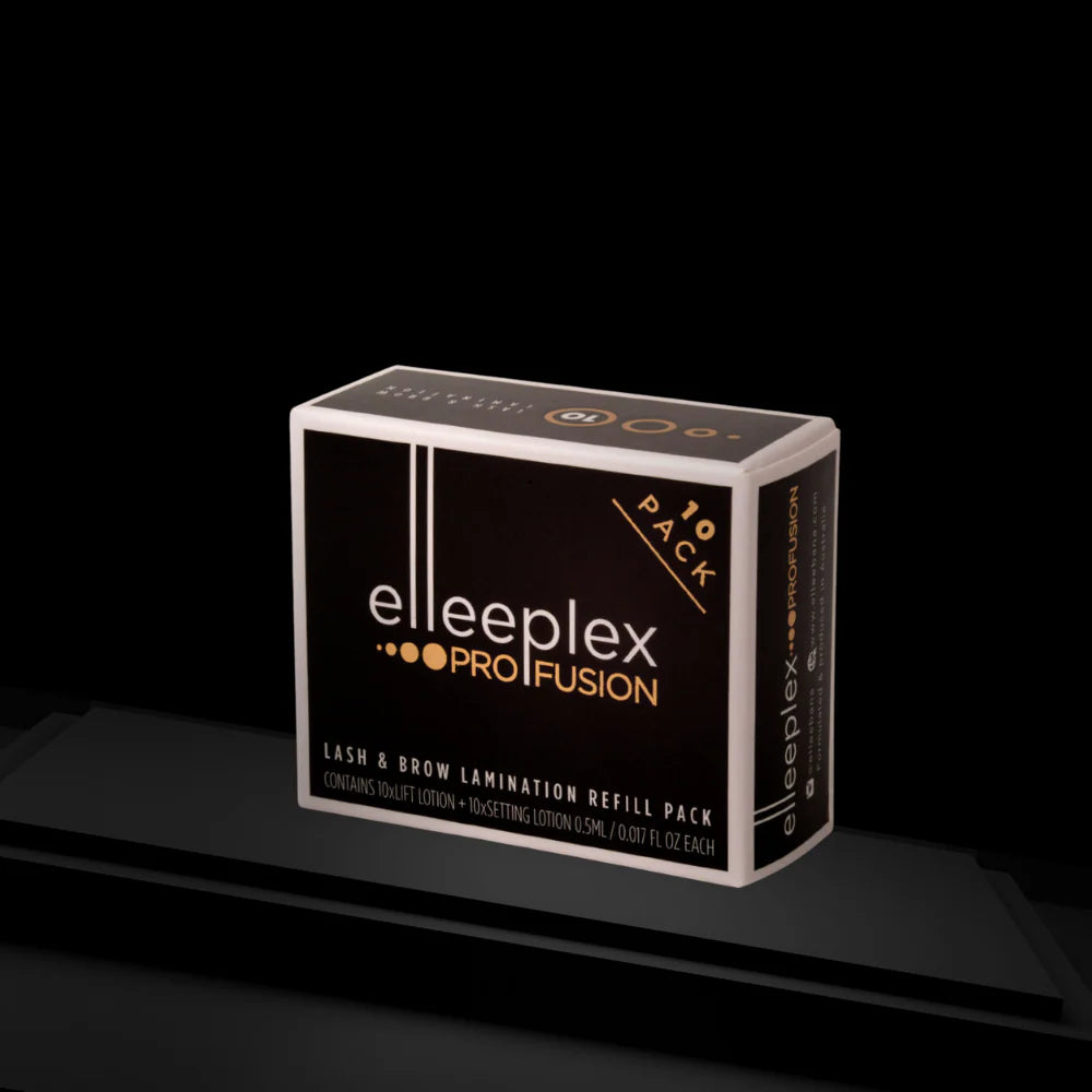 Elleeplex ProFusion lash and brow lamination refill pack on a black background