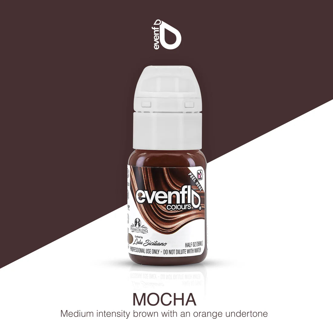 Bottle of evenflib colours mocha flavor on a brown and white background