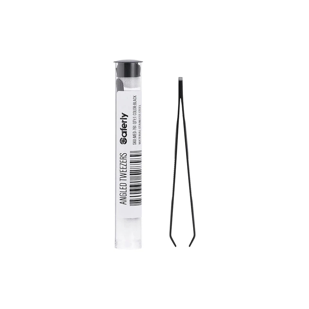 Saferly Anti-Static Black Slanted Tweezers | PMU & Brow Tool