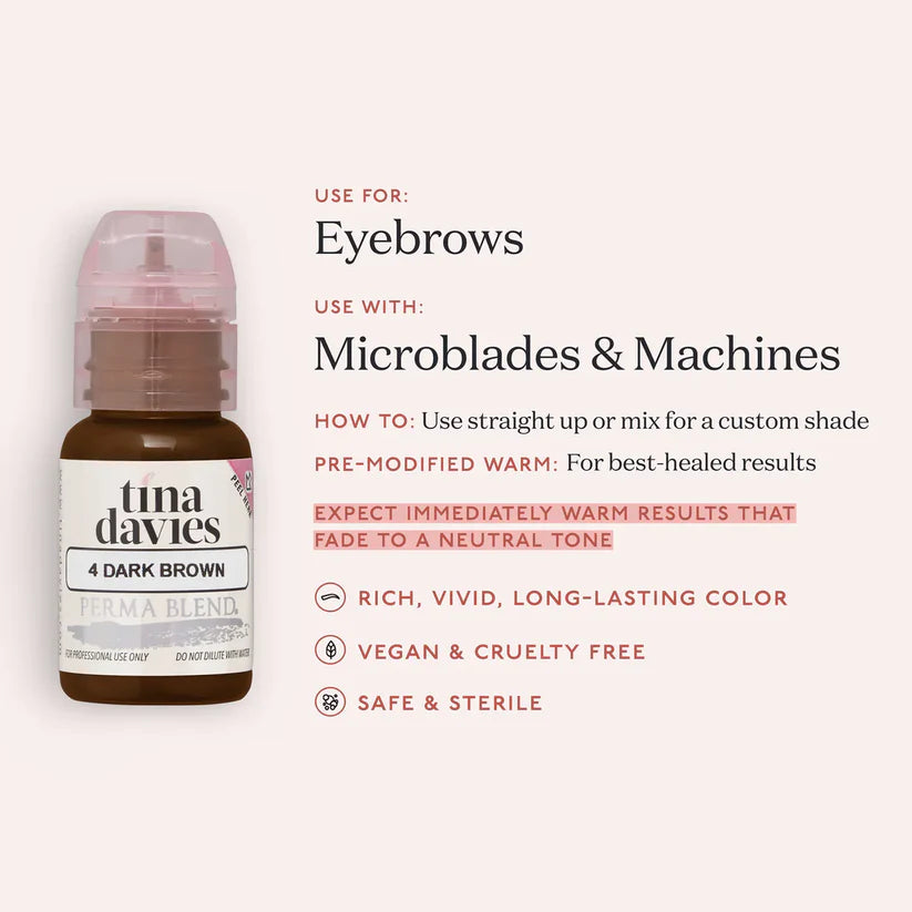 Perma Blend Dark Brown – Pigmento para cejas Tina Davies 1/2oz