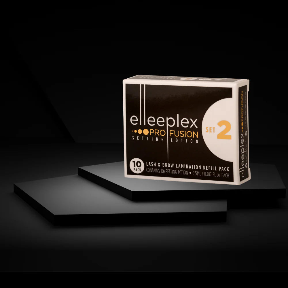 Elleeplex ProFusion setting lotion packaging on a black background Refill Set 2
