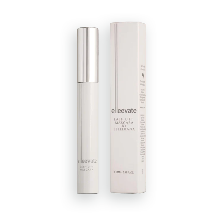 Elleevate lash lift mascara with packaging on a white background