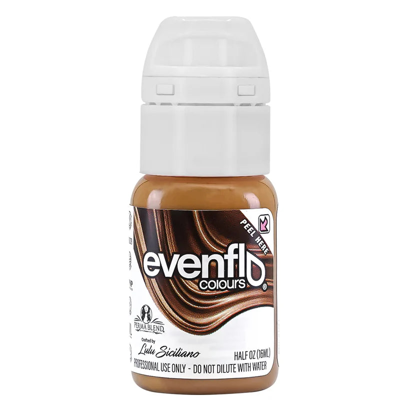 Bottle of Evenflo Almond Colours hair color on a white background