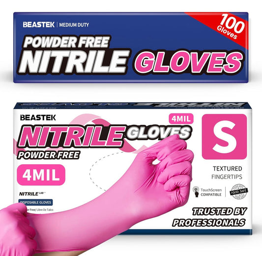 Pink Nitrile Gloves 4MIL – Powder Free (100 Count)