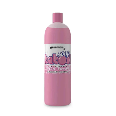A pink bottle of Synthere Scab Baby 100ml liquid product on a white background.