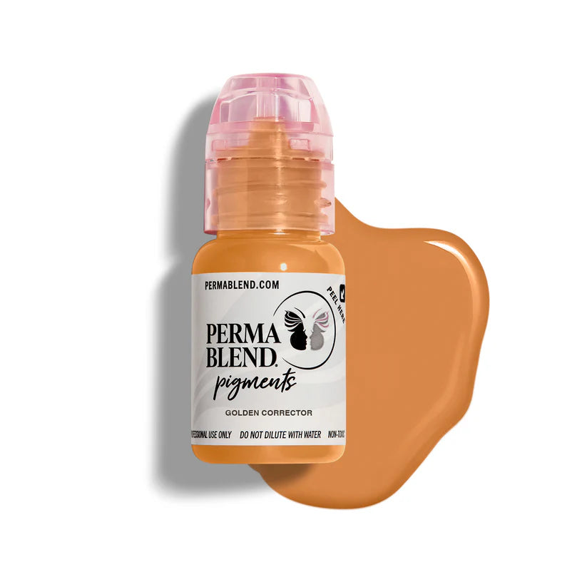Perma Blend pigments bottle with a swatch of color on a white background