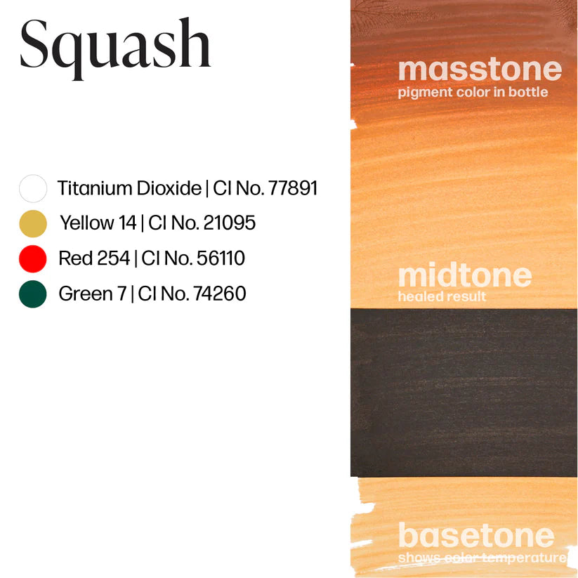 Color swatch with 'Squash' label and color information on a white background