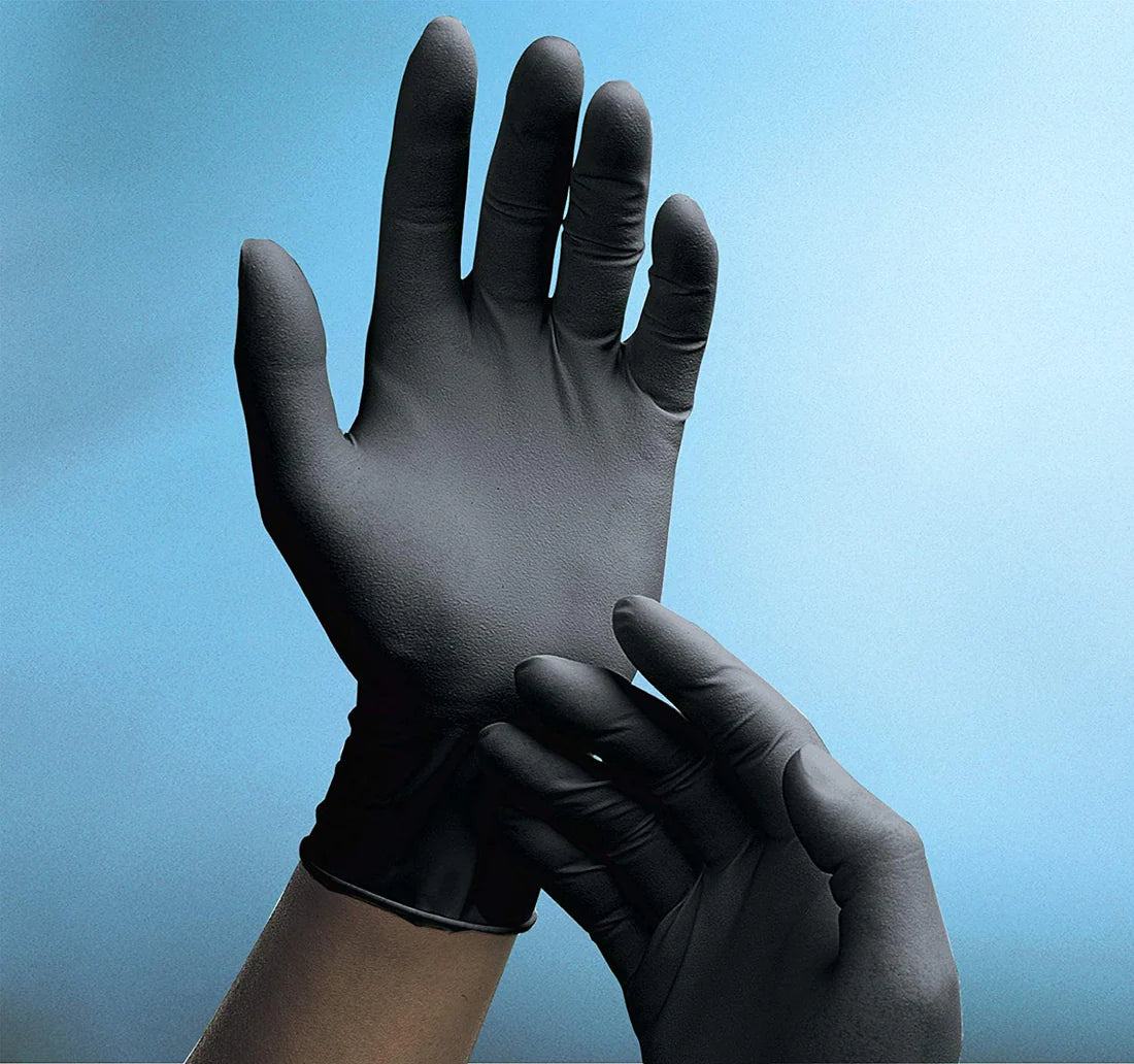 Guantes de examen de látex Adenna Phantom 6 Mil – Negros