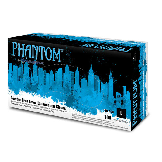 Guantes de examen de látex Adenna Phantom 6 Mil – Negros