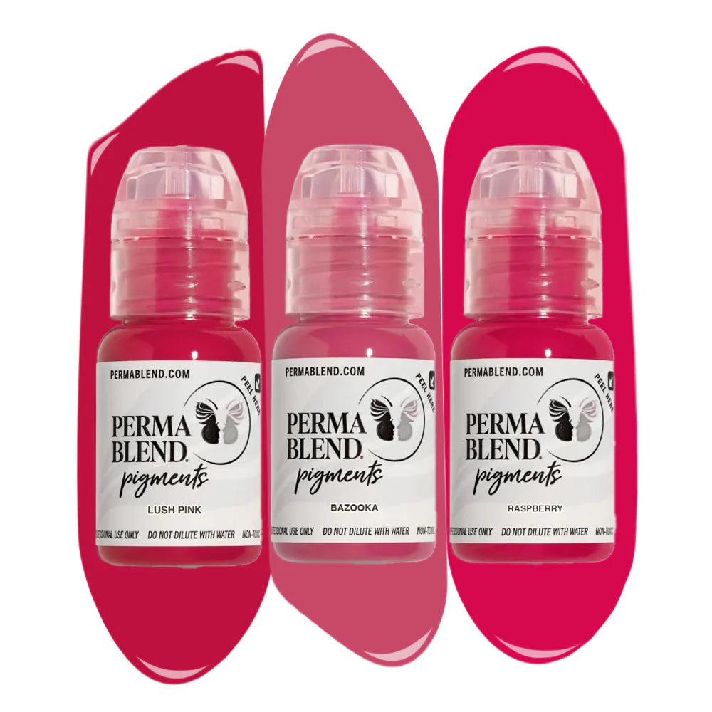 Perma Blend Pink Lip Mini Set – Lip Blush Pigment Bundle (3 x 1/2oz)