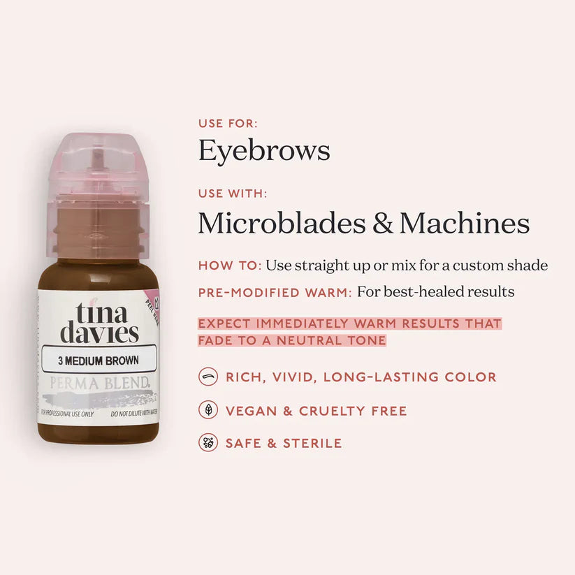 Tina Davies Medium Brown – Pigmento para Cejas 1/2oz