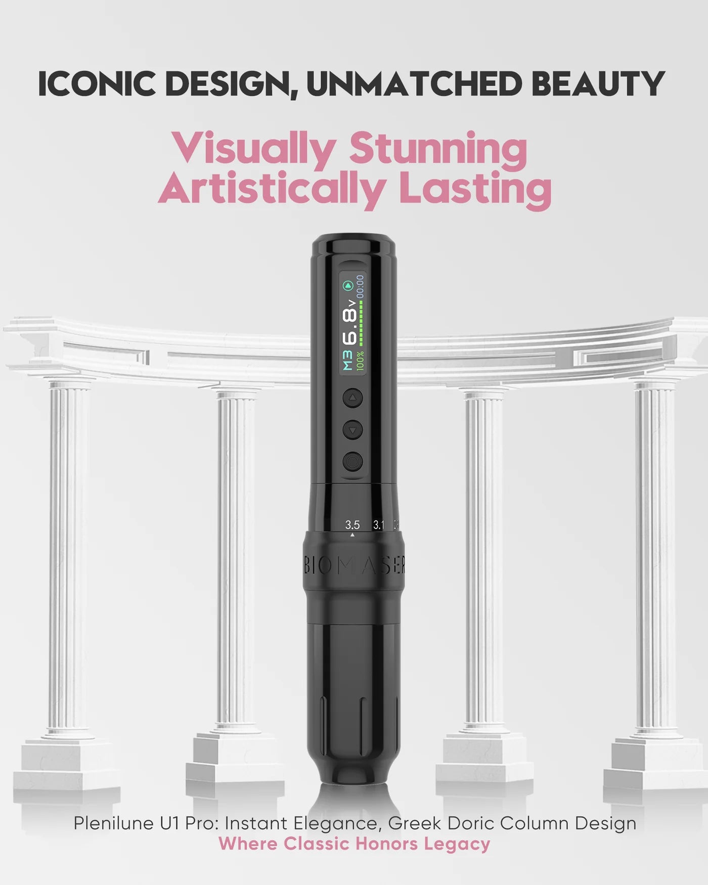 Biomaser Plenilune U1 Pro Wireless Tattoo & PMU Machine – Adjustable Stroke