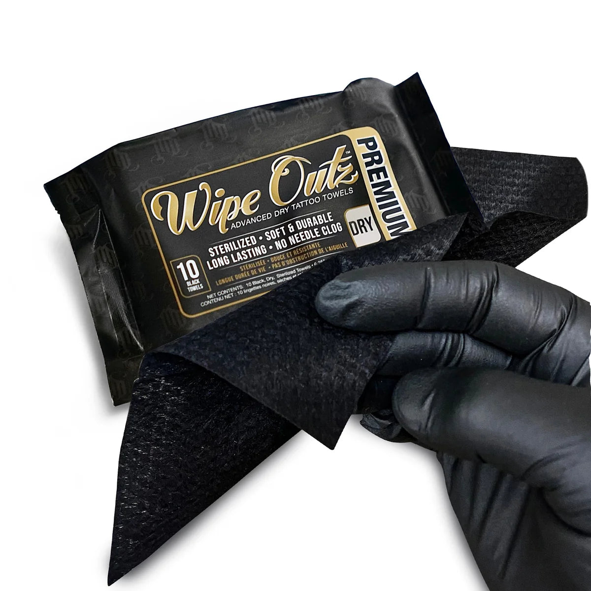 Wipe Outz Black Tattoo Towels Close up