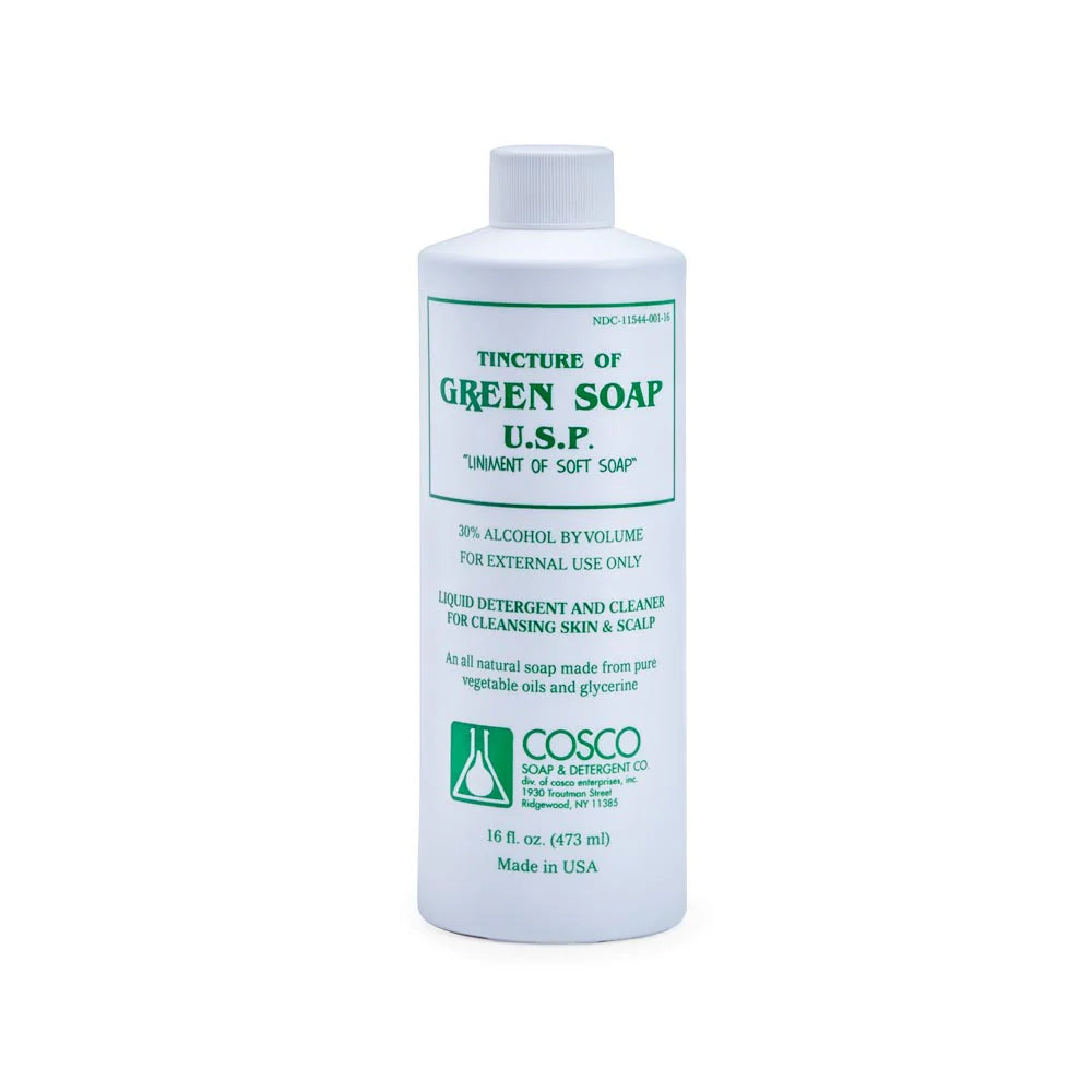 Bottle of Tincture of Green Soap U.S.P. by Cosco on a white background