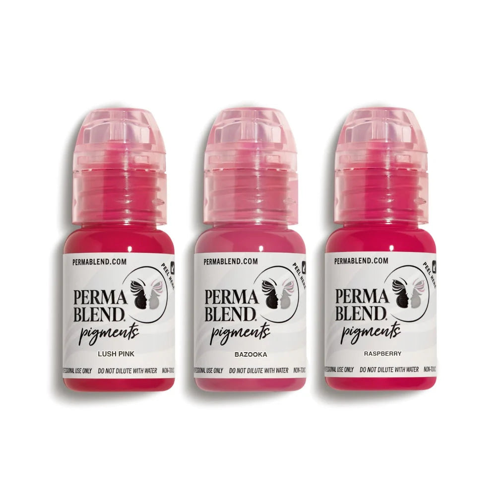 Perma Blend Pink Lip Mini Set – Lip Blush Pigment Bundle (3 x 1/2oz)